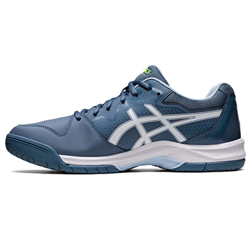 The ASICS Gel Dedicate 7 - Mens is a blue athletic tennis shoe with white accents and a white logo, offering stability through a cushioned sole and breathable mesh sections.