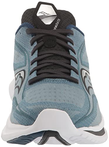 Front view of the Saucony Kinvara 13 Running Shoe - Mens in blue, featuring black laces, a white sole, and logo on the tongue. Breathable mesh upper and curved side design combine style with lightweight performance.