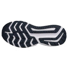 The image shows the sole of the Saucony Omni 20 Running Shoe - Womens, displaying a black and white pattern with zigzag tread grooves designed for improved grip, flexibility, and stability.