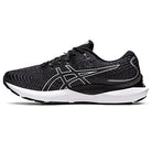 The ASICS Gel Cumulus 24 - Mens is a black running shoe with a white sole, mesh upper, lace-up design, and FF BLAST cushioning—perfect as an everyday trainer.