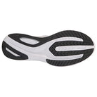 The image shows the sole of the Saucony Guide 16 - Men, a comfortable running shoe with a white base and black rubber traction patterns along the heel, toe, and outer edge, featuring grooves and textured sections for grip and support.