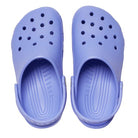 A pair of light purple Crocs Classic Clog - Kids with ventilation holes and adjustable heel straps, shown from above on a white background.