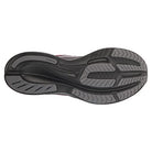 The image shows the sole of the Saucony Ride 15 - Men running shoe, made with black and gray rubber. It features patterned treads for traction and a slightly curved design for ergonomic support.