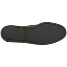 A close-up of the bottom of a black Sperry A/O 2-EYE LEATHER - Mens boat shoe shows its smooth, simple sole texture and edge stitching against a white background.
