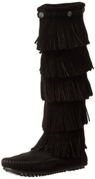 Minnetonka 5 - Layer Fringe Boot - Women's Black Shoe Deals Outlet