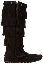 Minnetonka 5 - Layer Fringe Boot - Women's Black Shoe Deals Outlet