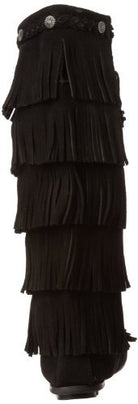 Minnetonka 5 - Layer Fringe Boot - Women's Black Shoe Deals Outlet