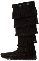 Minnetonka 5 - Layer Fringe Boot - Women's Black Shoe Deals Outlet