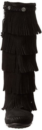 Minnetonka 5 - Layer Fringe Boot - Women's Black Shoe Deals Outlet