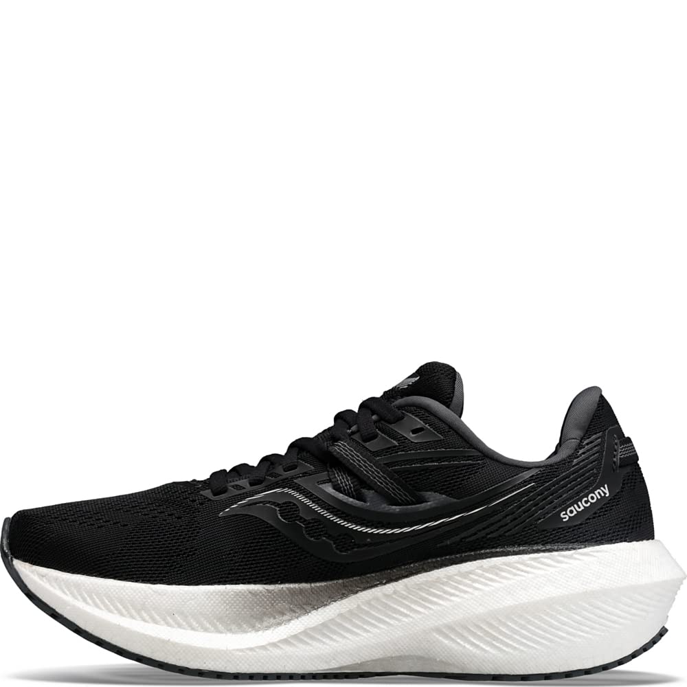The Saucony Endorphin Speed 3 Running Shoe for women features a black mesh upper, white midsole, black outsole, lace-up closure, and signature logo—ideal for daily training.