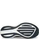 Close-up of the black and white rubber outsole on the Saucony Endorphin Speed 3 Running Shoe - Womens, highlighting its textured tread pattern engineered for optimal grip and traction during daily runs.