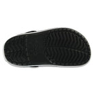 The image displays the black sole of the Crocs CrocBand Clog - Unisex, featuring a textured non-slip tread pattern, Crocs Comfort, and the embossed Crocs logo at the center.