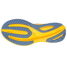 The Saucony Guide 15 - Womens running shoe features a yellow and gray sole with textured grooves for traction, cushioned support, and flexibility. The Saucony brand name is visible on the lightweight sneaker’s side.