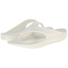 A pair of white Telic Footwear Energy Flip Flop - Unisex sandals with thick soles, pillow-soft cushioning, and a thong strap design are shown on a plain white background.