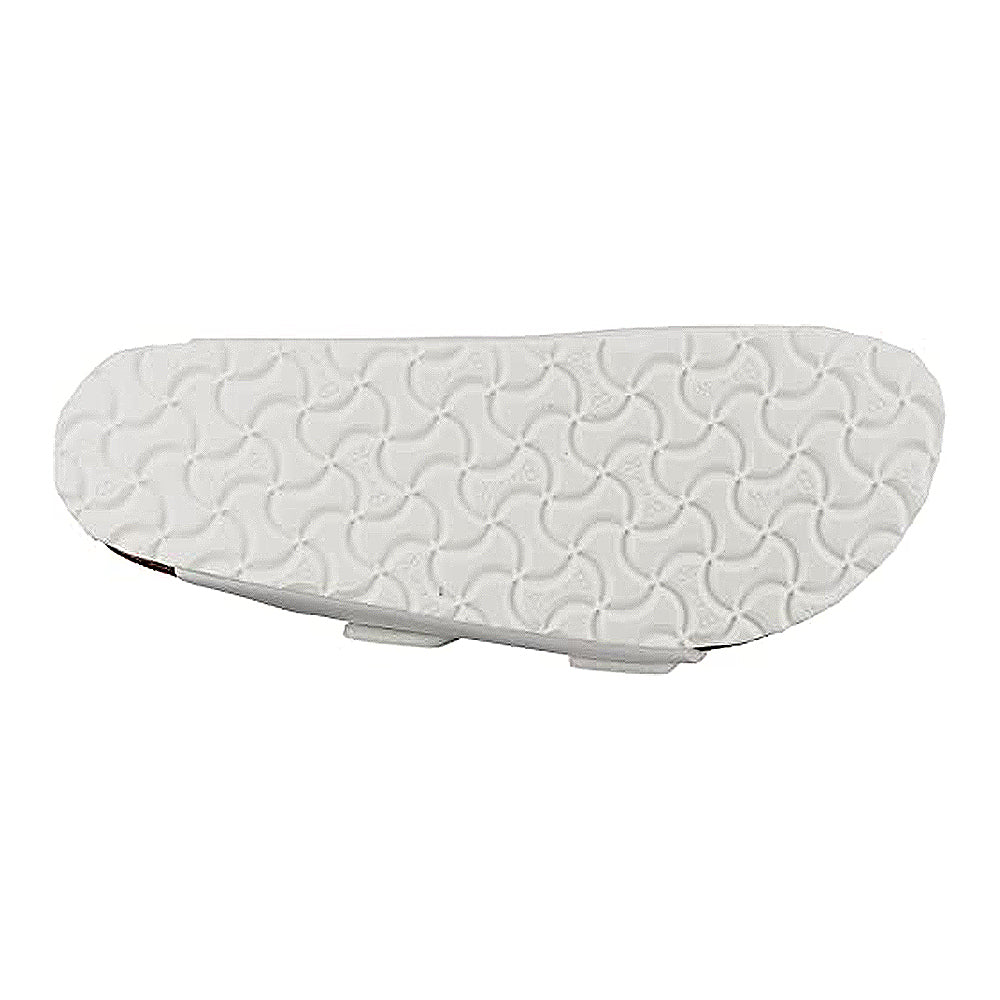 The Birkenstock Arizona - Womens features a white sandal sole with a wavy, interlocking pattern for grip. The clean, unmarked surface delivers orthopedic walking comfort in casual footwear inspired by classic Birkenstock design.