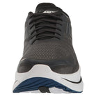 A front view of the Saucony Endorphin Shift 3 - Men shows a black athletic running shoe with black laces, a white midsole with SPEEDROLL Technology, blue and white outsole, mesh upper, and subtle grey accents.