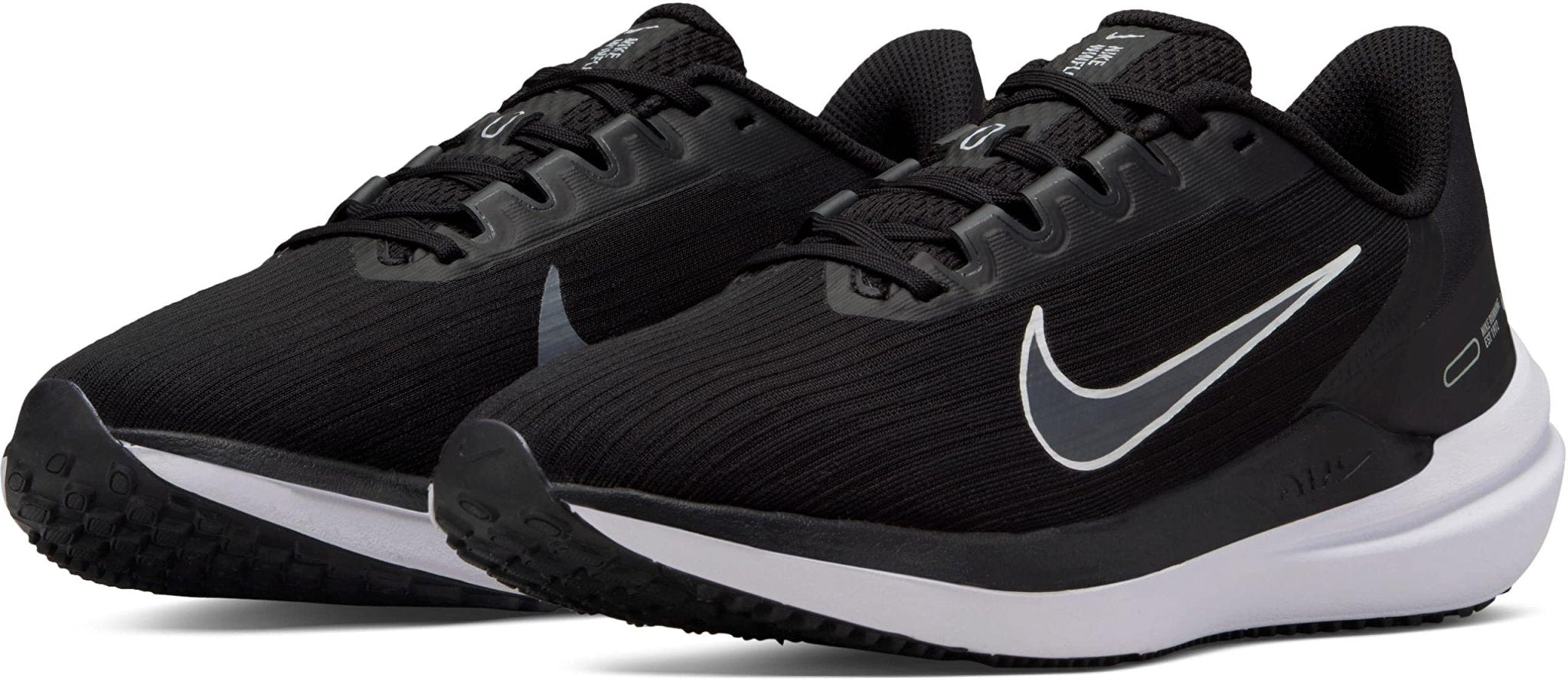 Nike Air Winflo 9 - Women's Black White Dk Smoke Grey Pure Platinum Shoe Deals Outlet