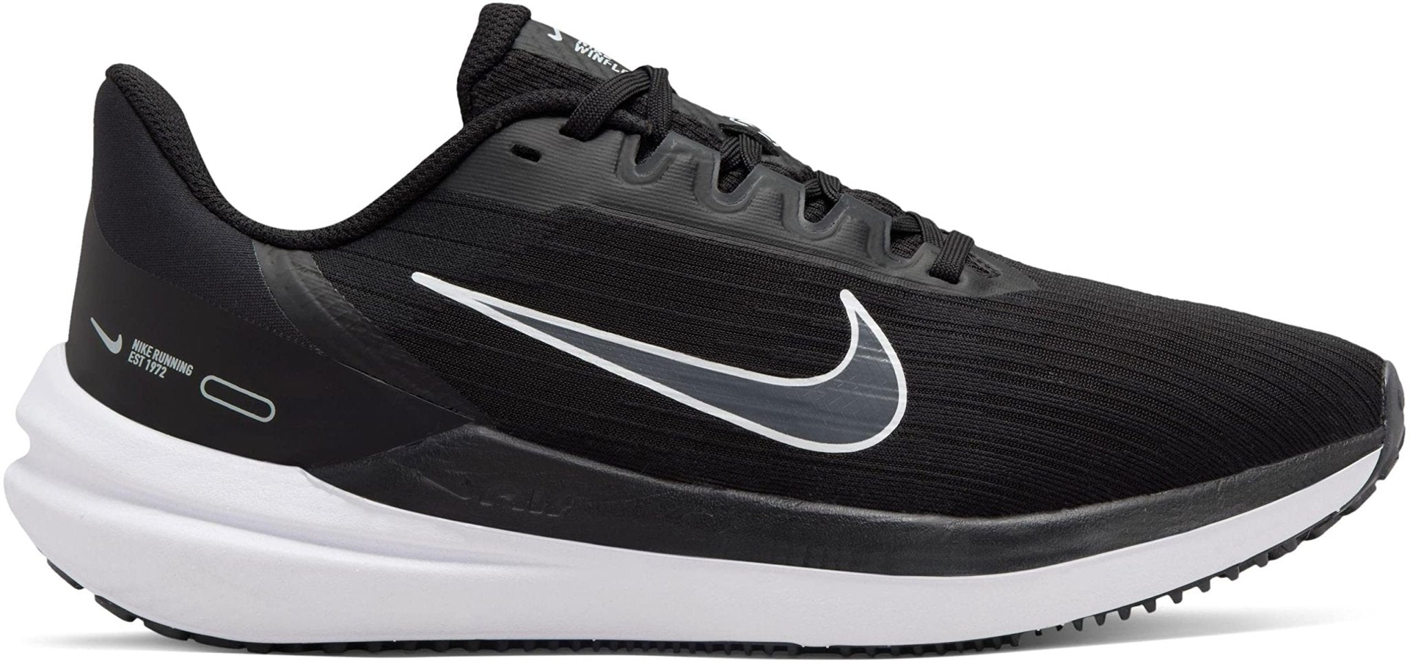 Nike Air Winflo 9 - Women's Black White Dk Smoke Grey Pure Platinum Shoe Deals Outlet