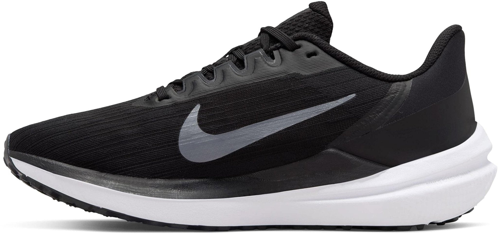 Nike Air Winflo 9 - Women's Black White Dk Smoke Grey Pure Platinum Shoe Deals Outlet