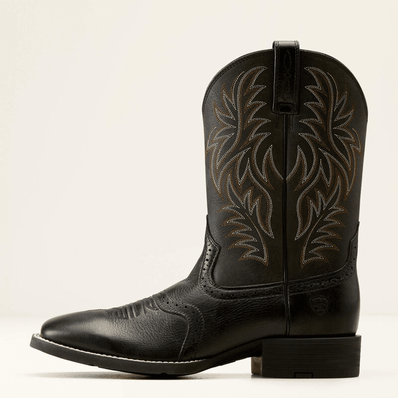 Ariat Sport Western Wide Square Toe Cowboy Boot Black Deertan 11.5 D 884849930106 Shoe Deals Outlet