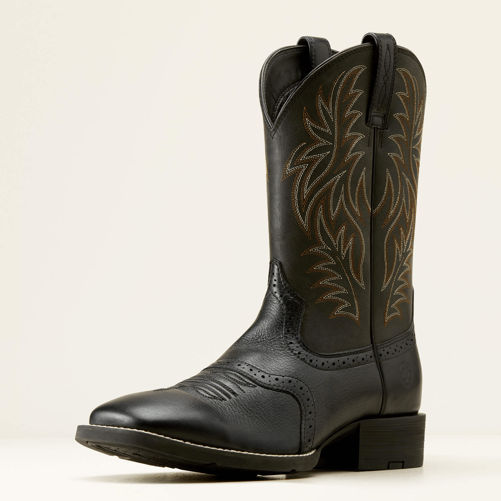 Ariat Sport Western Wide Square Toe Cowboy Boot Black Deertan 9.5 D 884849930069 Shoe Deals Outlet