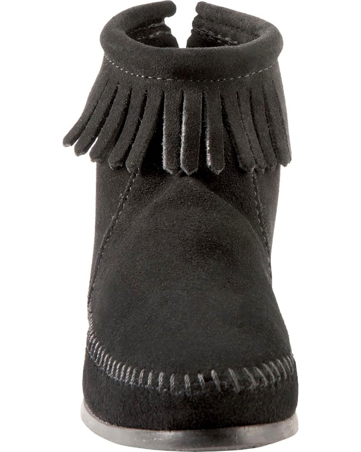 Minnetonka Back Zip Hardsole Boot - Women's Black Shoe Deals Outlet