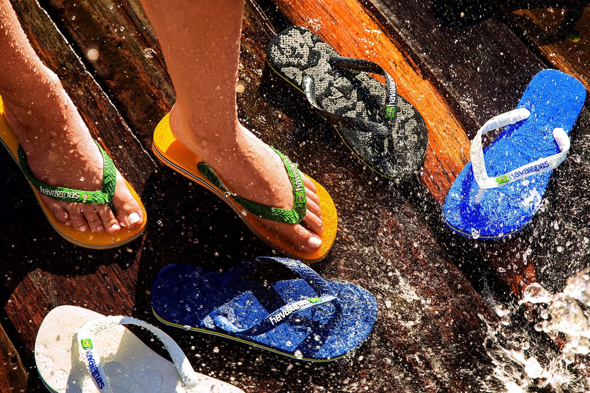 Havaianas Brazil Logo Flip Flops - Unisex Marine Blue Shoe Deals Outlet