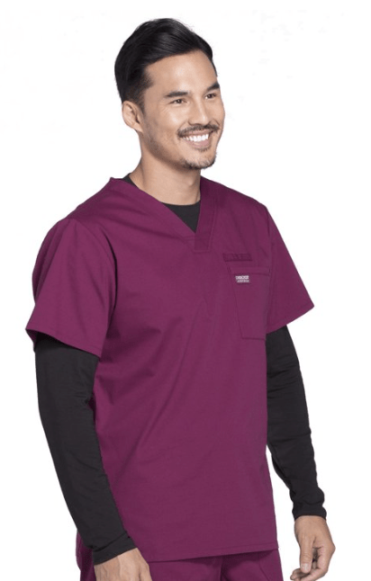 Cherokee Mens Scrubs Workwear Professionals Tuckable V - Neck Top Wine Large 737314936953 Shoe Deals Outlet