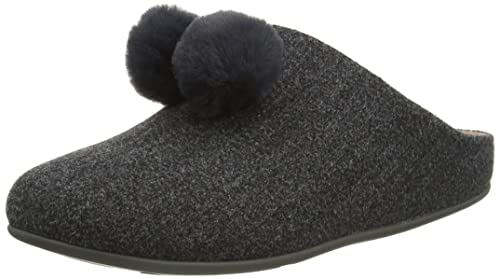 FitFlop Chrissie Pom Pom Slippers - Women's Pewter Grey Shoe Deals Outlet