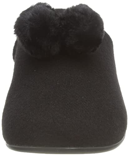 FitFlop Chrissie Pom Pom Slippers - Women's All Black Shoe Deals Outlet