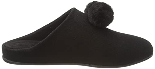 FitFlop Chrissie Pom Pom Slippers - Women's All Black Shoe Deals Outlet