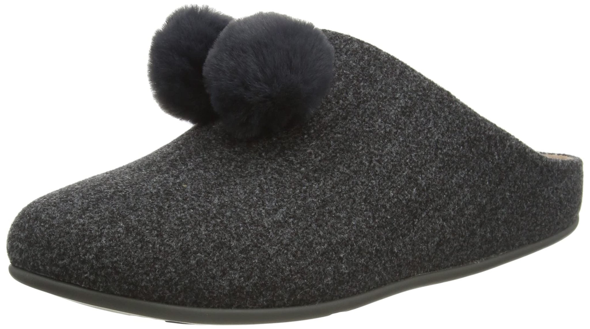 FitFlop Chrissie Pom Pom Slippers - Women's Pewter Grey Shoe Deals Outlet