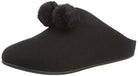 FitFlop Chrissie Pom Pom Slippers - Women's All Black Shoe Deals Outlet