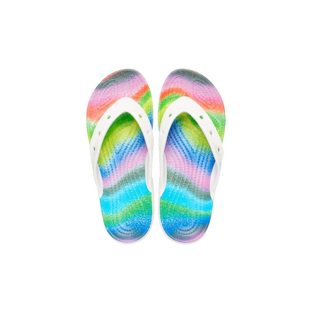 Crocs Classic Flip Flops - Unisex White/Multi Shoe Deals Outlet