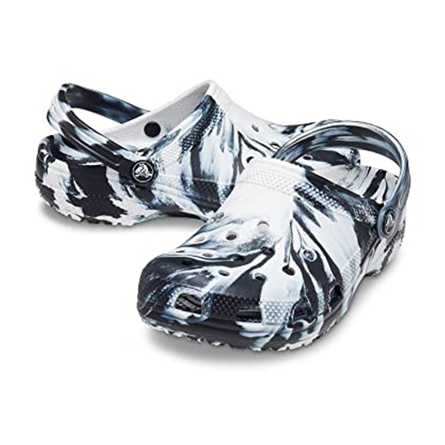 Crocs Classic Marbled Clog - Kids Black/White Shoe Deals Outlet