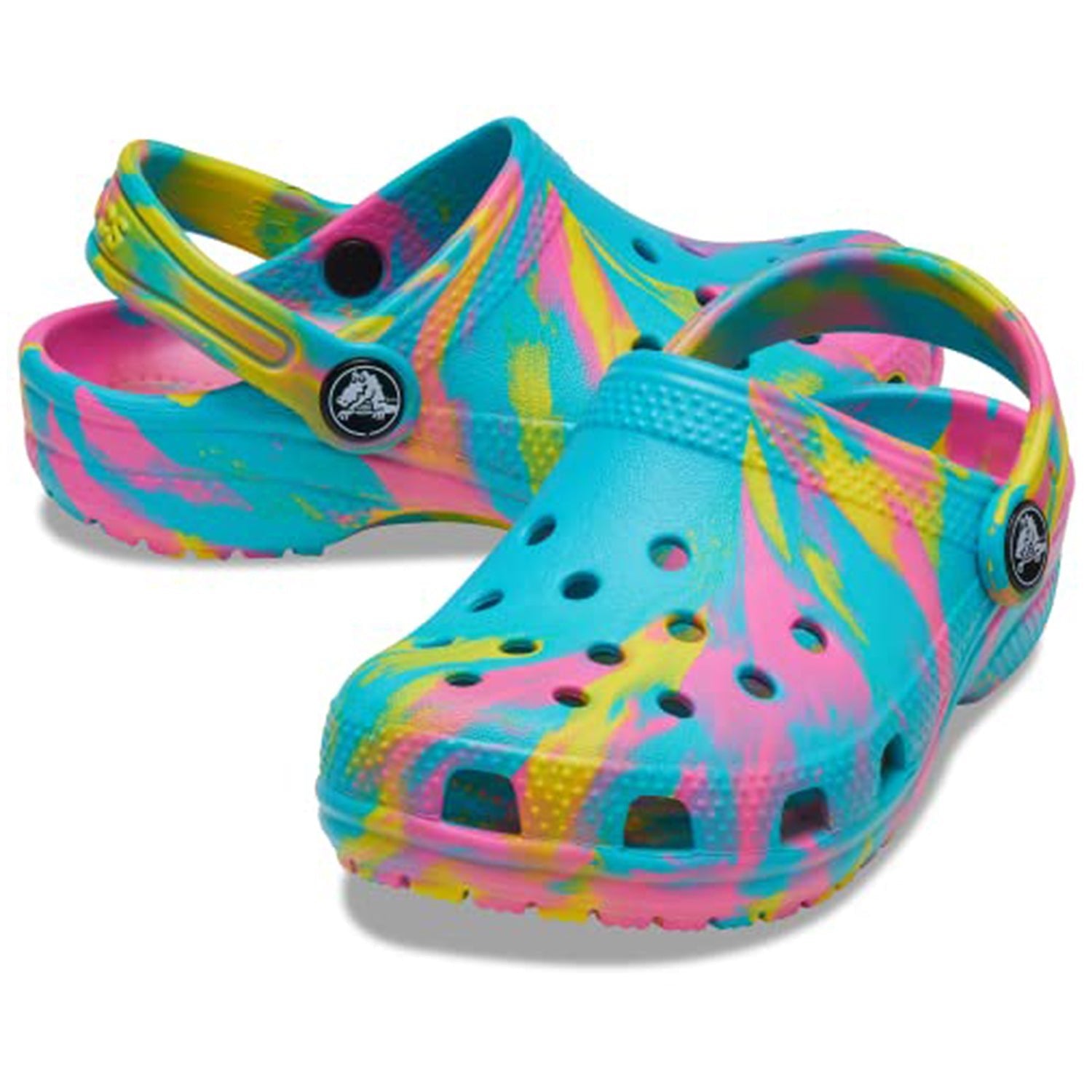 Crocs Classic Marbled Clog - Kids Rainbow Tie Dye Shoe Deals Outlet