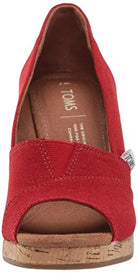 TOMS Classic Wedge - Women's Red Crosshatch Jacquard Shoe Deals Outlet