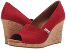 TOMS Classic Wedge - Women's Red Crosshatch Jacquard Shoe Deals Outlet