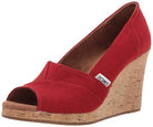 TOMS Classic Wedge - Women's Red Crosshatch Jacquard Shoe Deals Outlet