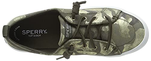 Sperry Crest Vibe Metallic Leather - Women&#39;s Silver Camo Shoe Deals Outlet