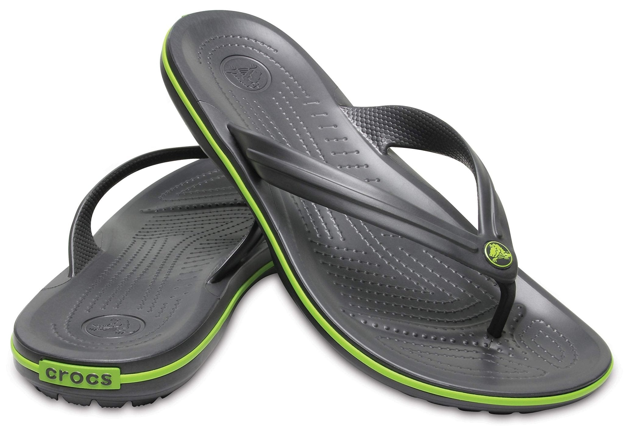 Crocs Crocband Flip - Unisex Graphite/Volt Green Shoe Deals Outlet