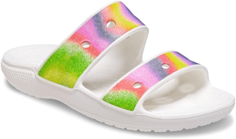 Crocs Classic Two - Strap Slide White / Spray Dye Men's M / Women's 12 M 196265153770 Shoe Deals Outlet