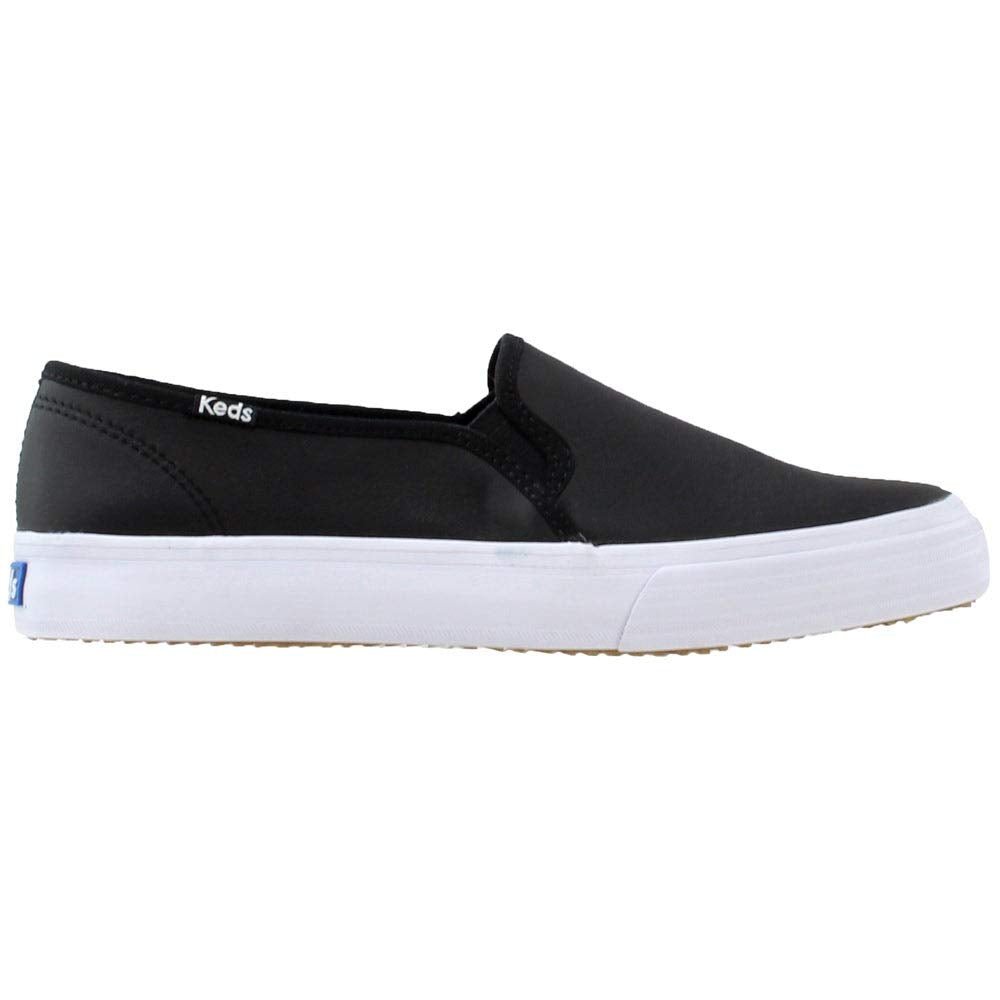 Keds Double Decker Leather Slip - On - Women's Black Leather Shoe Deals Outlet