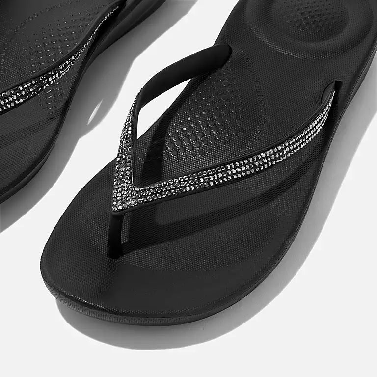 FitFlop Classic iQushion Sparkle Ergonomic Sparkle Black 6 M 192051806110 Shoe Deals Outlet