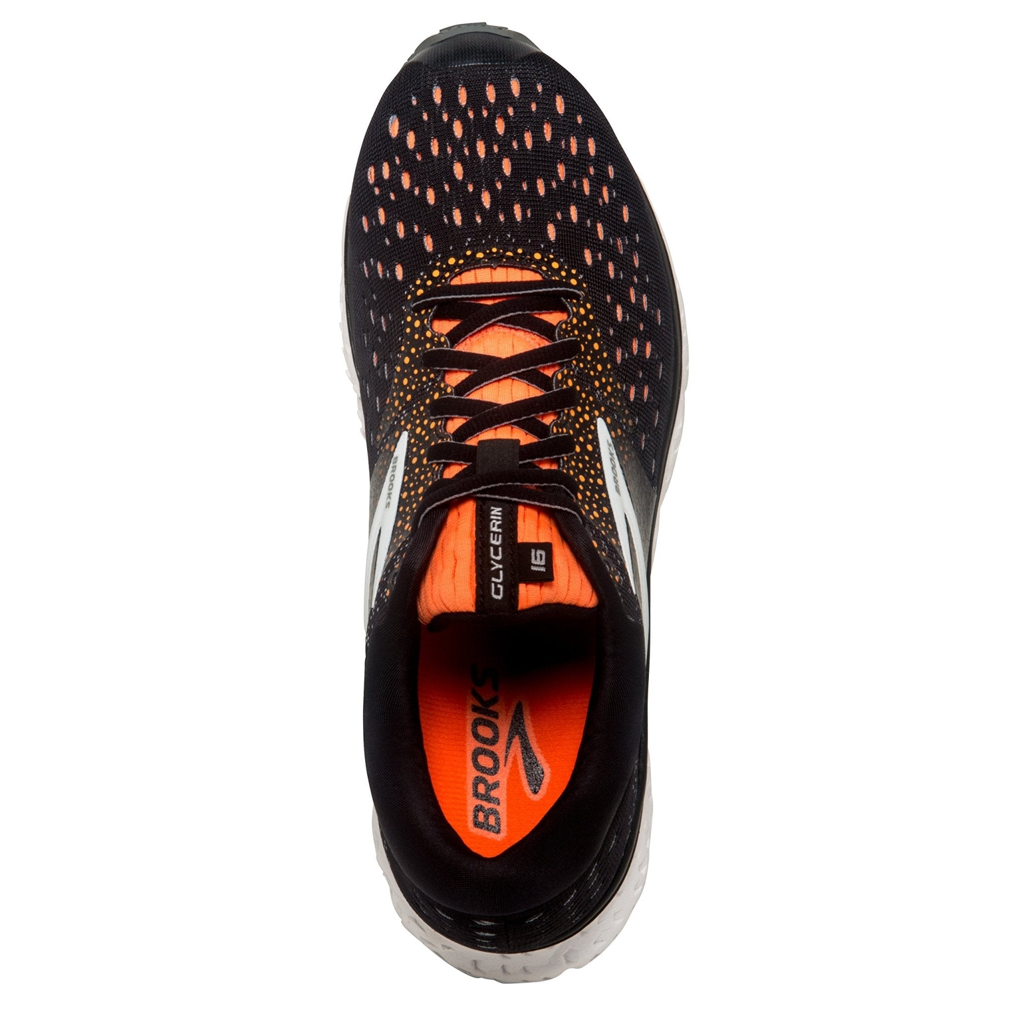 Brooks Glycerin 16 - Men's Black/Orange/Grey Shoe Deals Outlet