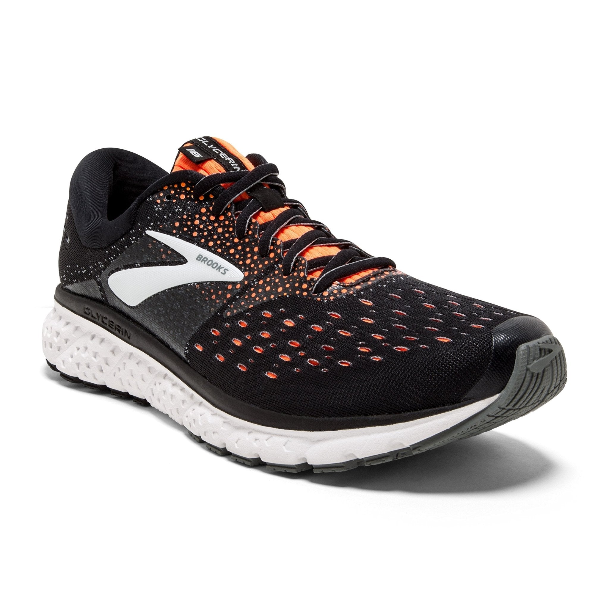 Brooks Glycerin 16 - Men's Black/Orange/Grey Shoe Deals Outlet