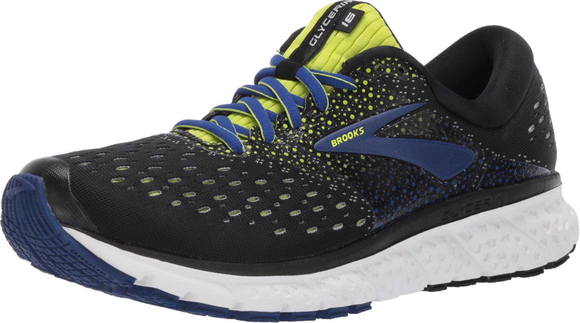 Brooks Glycerin 16 - Men's Black Black Lime Blue 050 Shoe Deals Outlet