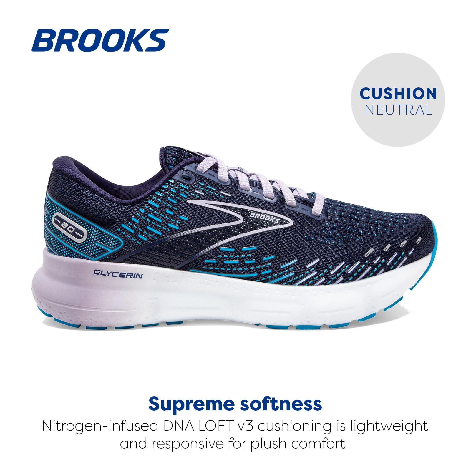 Brooks Glycerin 20 - Women's Peacoat/Ocean/Pastel Lilac Shoe Deals Outlet