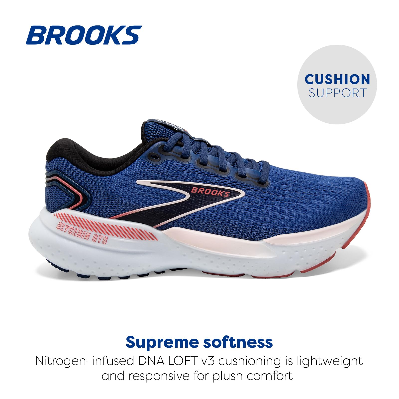Brooks Glycerin GTS 21 - Women's Blue/Icy Pink/Rose Shoe Deals Outlet