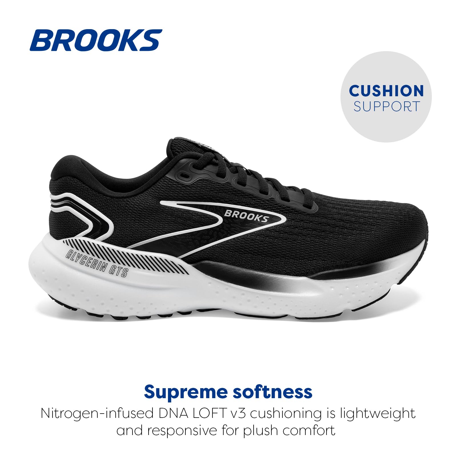 Brooks Glycerin GTS 21 - Women's Black/Grey/White Shoe Deals Outlet